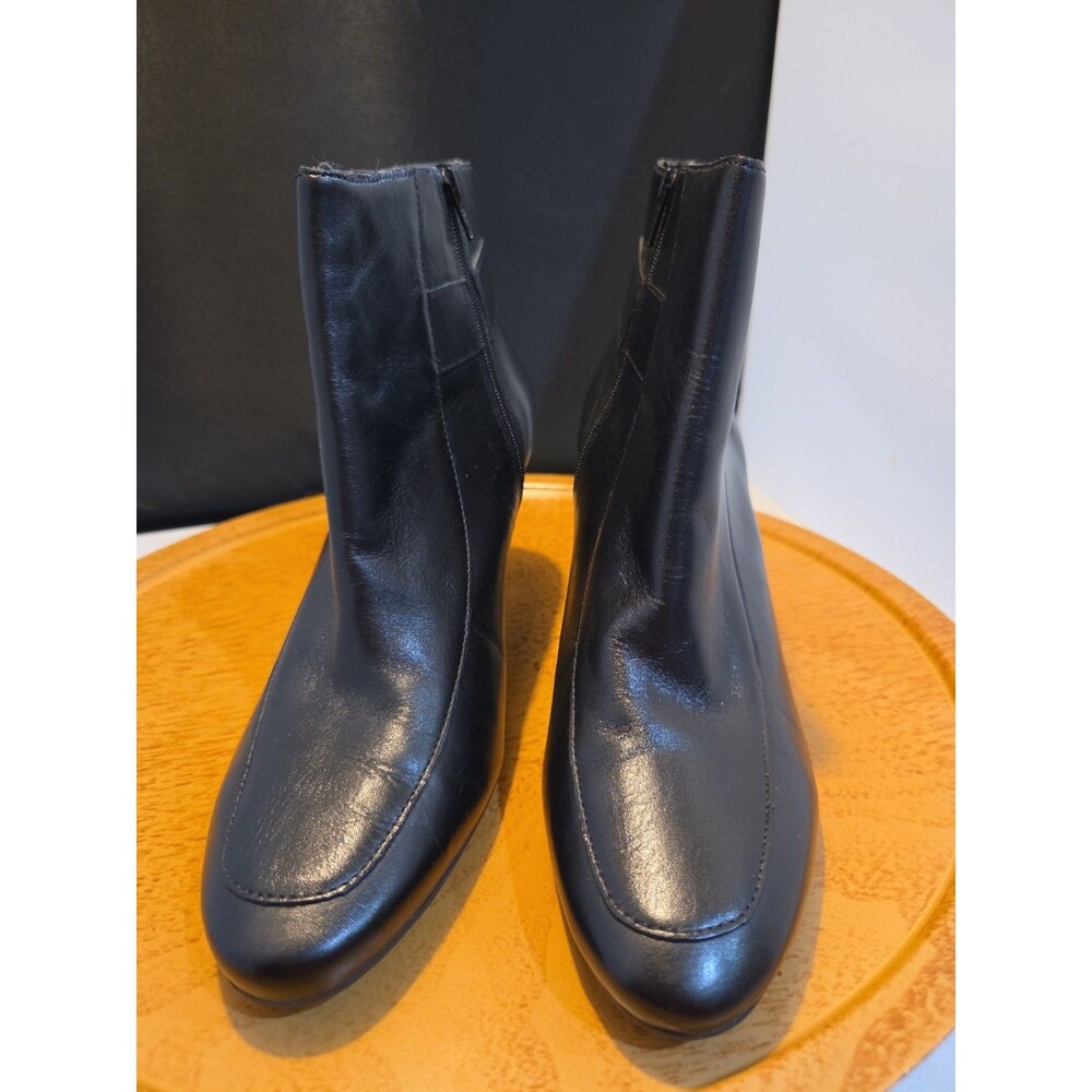 Talbots “Delia” Genuine Leather Ankle Boots Black Heel 8.5B NWOB